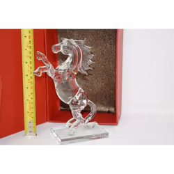 Clear Crystal Glass Horse Racing Standing Statue Figure Ornament