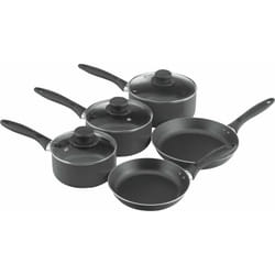 Home 5 Piece Aluminium Pan Set - Black