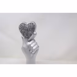 Silver Hand Holding Heart Sparkle Ornament Bling Crushed Diamond Gift