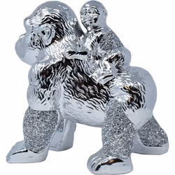 CRYSTALLIZED Silver Chimpanzee With Baby Figurine Ornaments Home Decor