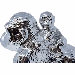 CRYSTALLIZED Silver Chimpanzee With Baby Figurine Ornaments Home Decor