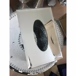 Silver Crushed Diamante Crystal Luxury Tissue Box Cover Holder Elegant