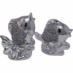 CRYSTALLIZED Crushed Silver Dual Fish StatueCrushed Diamond Gift