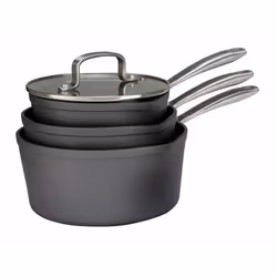 Home 3 Piece Hard Anodised Aluminium Saucepan Set
