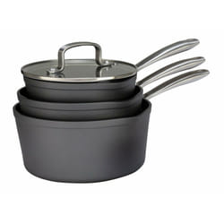 Home 3 Piece Hard Anodised Aluminium Saucepan Set