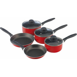 Home 5 Piece Aluminium Pan Set - Red