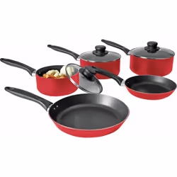 Home 5 Piece Aluminium Pan Set - Red