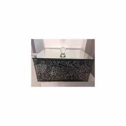 30cm Crushed Crystal Diamond Silver Bread Bin Glass Box Jar Kitchen