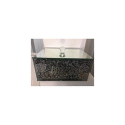30cm Crushed Crystal Diamond Silver Bread Bin Glass Box Jar Kitchen
