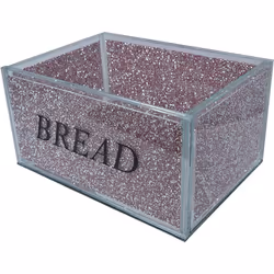 Large Size Silver Crushed Diamond Crystal Mirrored Bread Bin Container