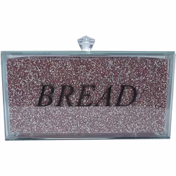Large Size Silver Crushed Diamond Crystal Mirrored Bread Bin Container