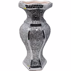Silver & White Vase Statue Sparkle Ornament Bling Crushed Diamond Gift