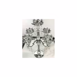 Crushed Diamond Candle Holder Silver Crystals 5 Flower Tier Lotus