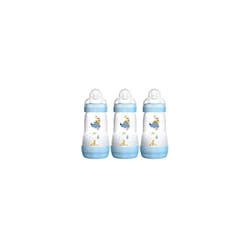 MAM Easy Start Self Sterilising Anti-Colic Baby Bottle 3 Pack 260 ml with Medium Flow MAM Teats Newborn Essentials Blue (Designs May Vary)