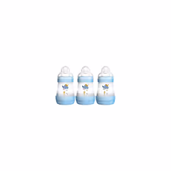 MAM Easy Start Self Sterilising Anti-Colic Baby Bottle 3 Pack 160 ml with Slow Flow MAM Teats Newborn Essentials Blue (Design ...