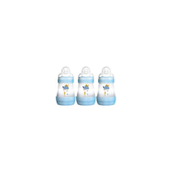 MAM Easy Start Self Sterilising Anti-Colic Baby Bottle 3 Pack 160 ml with Slow Flow MAM Teats Newborn Essentials Blue (Designs May Vary)