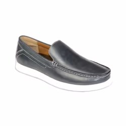 Front Dino Men's Leather Comfort style Formal Dress Slip On Casual Loafer Shoes - UK Size 12, Navy