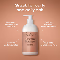 SheaMoisture Coconut & Hibiscus Curl & Shine Conditioner no silicones or sulphates for thick, curly hair 384 ml