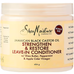 Shea Moisture Jamaican Black Castor Oil Strengthen & Restore Leave-In Conditioner, with Shea Butter, Peppermint & Apple Cider ...