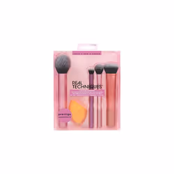 REAL TECHNIQUES,5 Count (Pack of 1) Everyday Essentials Makeup Brush Complete Face Set (Miracle Complexion Sponge, Expert Fac ...