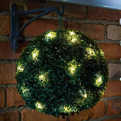2x Topiary Ball Garden Lights Boxwood Hanging 20 Led Solar Powered