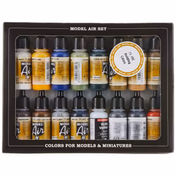 Vallejo Watercolor Building Set Model Air Paint 17ml (Pack of 16) Blue