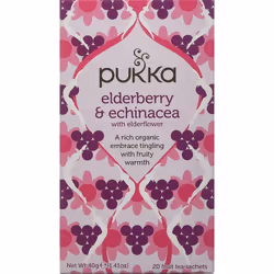 Pukka Elderberry & Echinacea, Organic Herbal Fruit Tea (4 Pack, 80 Tea Bags)