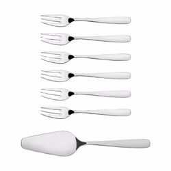 Tramontina Essentials Stainless Steel 7 Piece Cake Server Set with 6 Tea Cake Pastry Dessert Forks