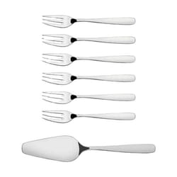 Tramontina Essentials Stainless Steel 7 Piece Cake Server Set with 6 Tea Cake Pastry Dessert Forks