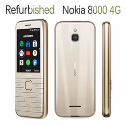 Nokia 8000 4g (2021) Lte Mobile Phone Original - 1 Battery 1 Charger, Gold