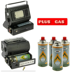 Portable Bivvy Heater Stove 1.3kw & 4 Pack Butane Gas Canisters.Fishing Tent Cam