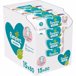 Pampers Sensitive Baby Wipes (15x80) For Newborn, Fragrance Free