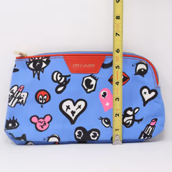 Estee Lauder Blue Denim-Like Printed Cosmetic Bag  / New
