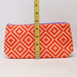 Clinique Red And Pink Square Print Cosmetic Bag  / New