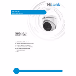 Hikvision CCTV Camera 2 MP Hilook 1080p Turret AOC MIC 2.8 MM White THC-T120-MS