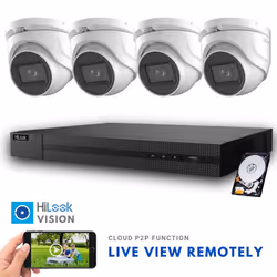 Hilook CCTV Camera System 8MP 4K 4 CH Outdoor Kit IP66 30 M IR Night Vision 2.8 mm Lens - 4 TB