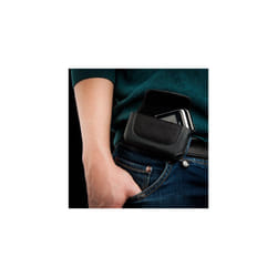 Black Leather Horizontal Belt Clip Holster compatible with NOKIA 2720 Fold / 11 / 100 / 105 / 106 / 107 / 108 / 109 / 112 / 113 / 114 / 130 / 206 /