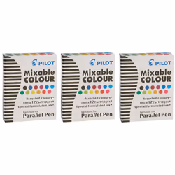 Pilot Parallel Mixable Color Ink Refills for Calligraphy Pens  12 Colors (77312) (Pack of 36  Assorted)