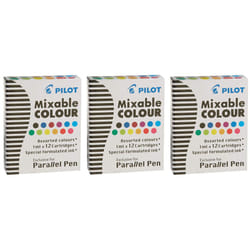 Pilot Parallel Mixable Color Ink Refills for Calligraphy Pens  12 Colors (77312) (Pack of 36  Assorted)