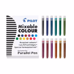 Pilot Parallel Mixable Color Ink Refills for Calligraphy Pens  12 Colors (77312) (Pack of 36  Assorted)