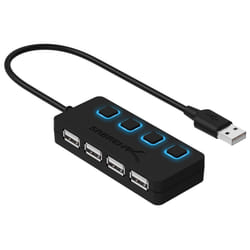 USB Hub 4 Port USB 2.0 Portable Travel USB Docking Station with Individual LED lit Power Switches [Charging NOT Supported] for Mac & PC (HB-UMLS)