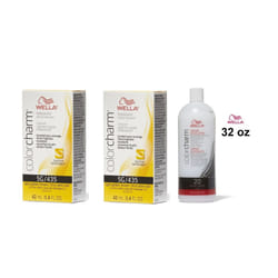 32oz) Wella Color Charm Haircolor 5G Light Golden Brown - 5G + 5G+Developer (Vol. 20