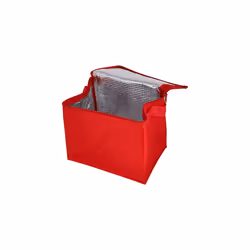 Thermal Insulated Portable Cool Canvas Stripe Lunch Picnic Totes Carry Case Bag (Large, Red)