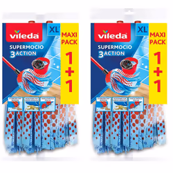 Vileda Supermocio 3Action XL Mop Head Replacement 2 Twin Packs