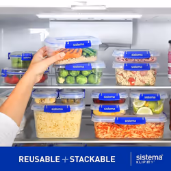 Sistema Klip It Plus 6 Piece Food Storage Airtight Easy Locking Leak Proof Containers Set BPA-Free