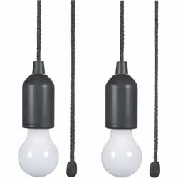 2 LED Pull Cord Hanging Lights Portable For Garages Sheds Tents Battery Powered