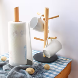 Kitchen Roll and 6 Mug Tree Holder Stand Cup Rack Counter Organiser