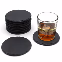 10cm Round Circle Slate Coasters Craft Engraving - 50pcs