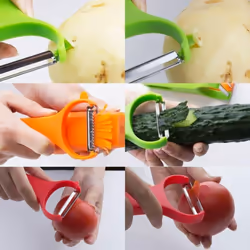 Magic Trio Vegetable Fruit Peeler Longer Handle With 3 Different Blades