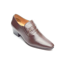 Mens Black Lucini Cuban Heel Leather Shoes Slip On Lace Up New Smart Formal Office Wedding Shoes - 29779 Brown, UK 8 / EU 42 / US 9